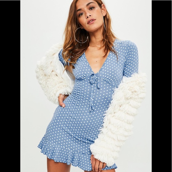 Missguided Dresses & Skirts - Missguided blue polka dot mini dress